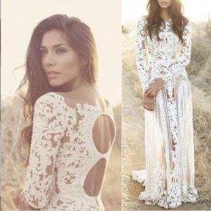 Lace boho wedding dress